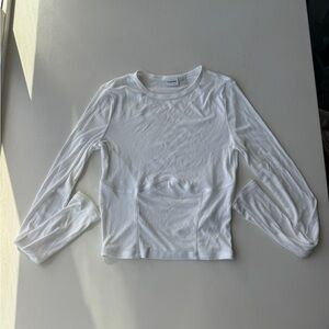 Ribbed long sleeve top with stitching detail